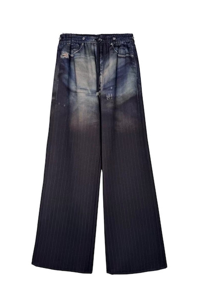 GRADIENT PINSTRIPE DRAWSTRING PANTS[INDIGO-MULTI]
