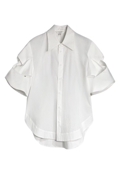 SHORT LATTICE SLEEVE SHIRT [WHITE]