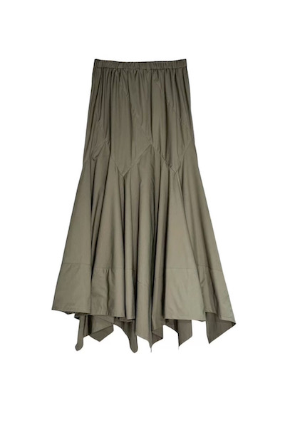 SCARF HEM MAXI SKIRT [KHAKI GREEN]