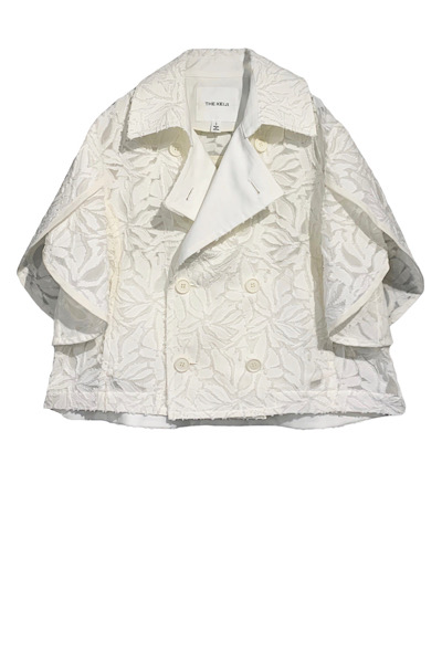 LAYERED SLEEVE LACE TRENCH[WHITE]