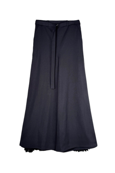 PLEATED BACK WIDE LEG PANTS [BLACK]