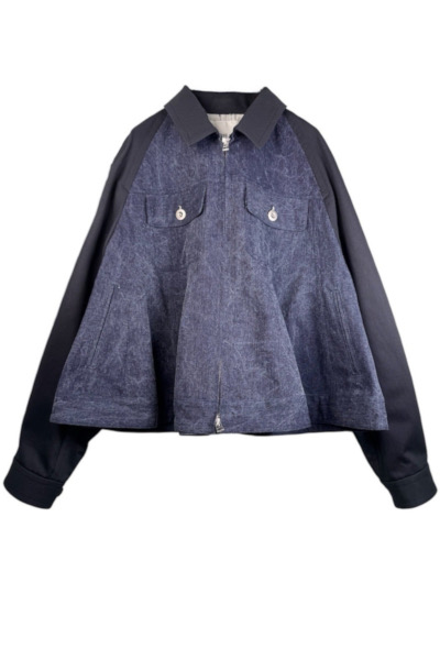 HYBRID DENIM  ZIP UP TWILL JACKET [INDIGONAVY]