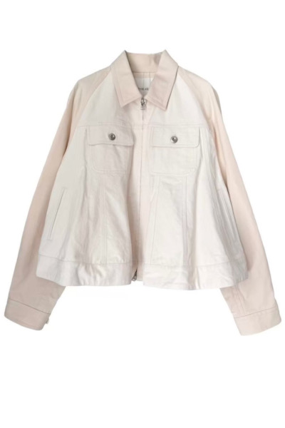 HYBRID DENIM  ZIP UP TWILL JACKET [WHITE]