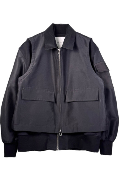 ORGANZA VESTZIP UP SWEAT JACKET SET [BLACK]