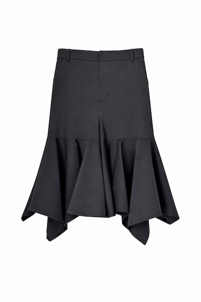 SCARF HEM BERMUDA SHORTS[BLACK]