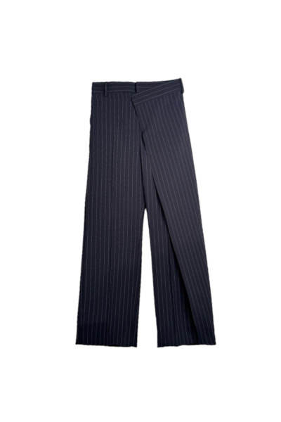 PINSTRIPE WRAP PANTS [BLACK]