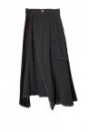 PLEATED PANEL DENIM CARGO SKIRT [BLACKBLACK]