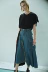 PLEATED PANEL DENIM CARGO SKIRT [INDIGO BLACK]