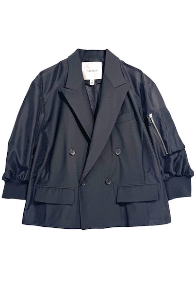 MA-1 ORGANZA SLEEVE BLAZER [BLACK��BLACK]