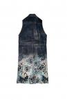 GRADIENT FLORALPRINT DENIM COAT DRESS INDIGO-MULTI