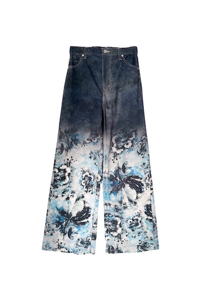 GRADIENT FLORAL DENIM JEANS[INDIGO-MULTI]