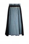 HYBRID DENIM TWEED PLEATED SKIRT [NAVYINDIGO]