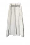 HYBRID DENIM TWEED PLEATED SKIRT [GREYWHITE]