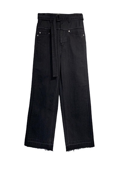 HYBRID WIDE LEG JEANS [BLACK]