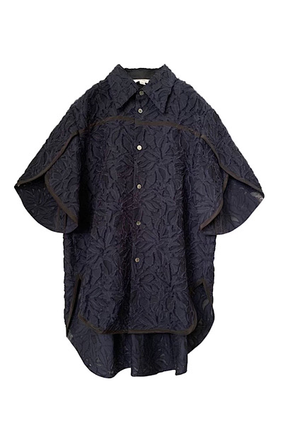 LAYERED SLEEVE LACE SHIRT [NAVY]