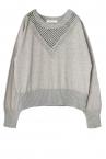 V-NECK MESH KNIT SWEATER [GREY]