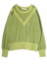 V-NECK MESH KNIT SWEATER [LIME GREEN]