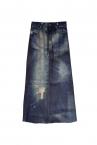 DENIM PRINT DRAWSTRING SKIRT [INDIGO]