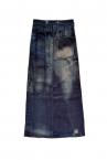 DENIM PRINT DRAWSTRING SKIRT [INDIGO]