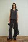 ASYMMETRIC ORGANZA SKIRT PANTS SET [BLACK]