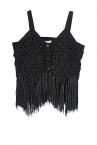 CROCHET KNIT FRINGE TOP [BLACK]