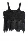 CROCHET KNIT FRINGE TOP [BLACK]