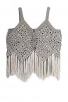 CROCHET KNIT FRINGE TOP [GREY]