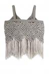 CROCHET KNIT FRINGE TOP [GREY]