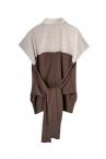 TIED KNIT PANEL SHIRT [IVORY��KHAKI GREEN]