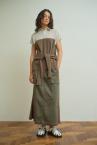 TIED KNIT PANEL SHIRT [IVORY��KHAKI GREEN]