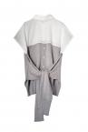 TIED KNIT PANEL SHIRT [WHITE��GREY]