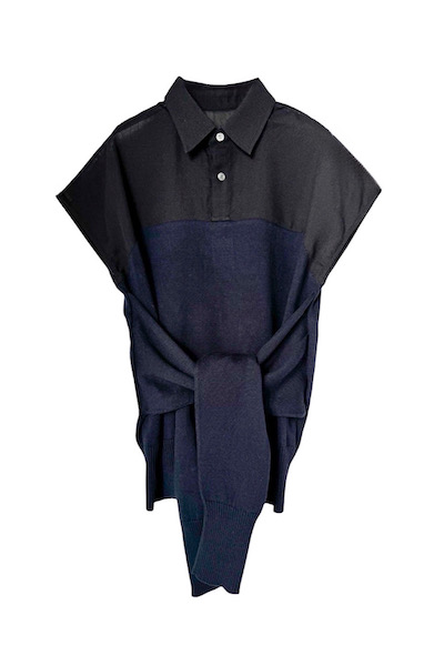 TIED KNIT PANEL SHIRT [NAVY��BLACK]
