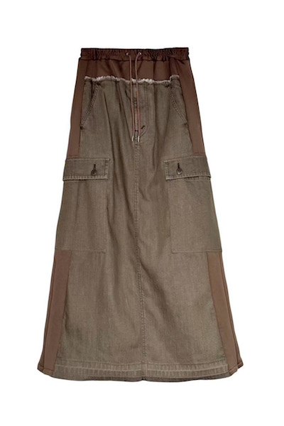 HYBRID DENIM CARGO SKIRT [KHAKI GREEN]