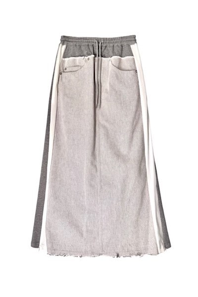 HYBRID DENIM  SWEATSKIRT [GREYIVORY]