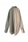 MIXED STRIPE ASYMMETRIC SHIRT[KHAKI GREENMULTI]