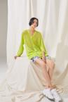 V-NECK KNIT MESH CARDIGAN [YELLOW]