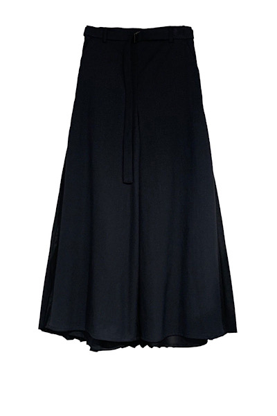 PLEATED BACK WIDE LEG PANTS [BLACK]