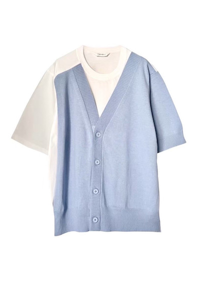 HYBRID V-NECK CARDIGAN TEE [WHITE��L.BLUE]