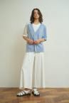 HYBRID V-NECK CARDIGAN TEE [WHITE��L.BLUE]