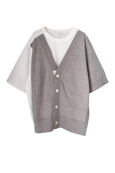 HYBRID V-NECK CARDIGAN TEE [WHITE��L.GREY]