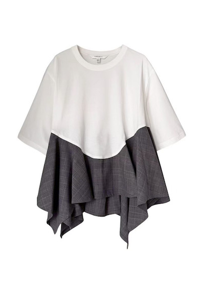 CHECK PEPLUM PANEL T-SHIRT [WHITE��CHECK]