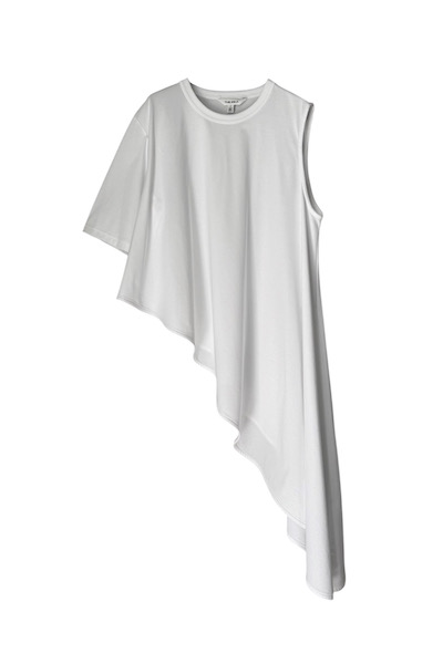 ASYMMETRIC FLARED T-SHIRT [WHITE]