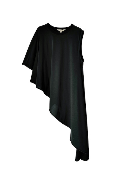 ASYMMETRIC FLARED T-SHIRT [BLACK]