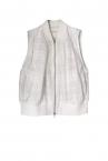 SHEER CHECK JACQUARD ZIP UP VEST [WHITE]