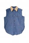 DETACHABLE COLLAR SLEEVELESS SHIRT [INDIGOBEIGE]
