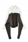 HYBRID TIED PANEL PINSTRIPE SHIRT [WHITE]