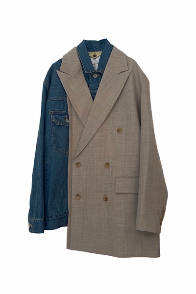 denim double breasted blazer