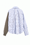 HYBRID SWEAT STRIPE SHIRT [BLUE SHIRT��TAUPE]