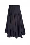 ASYMMETRIC TIERED RUFFLE SKIRT [BLACK]