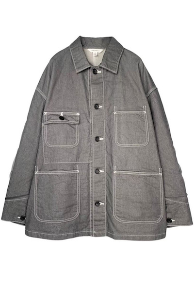 TULLE LAYERED DENIM COVERALL JACKET [GREY]